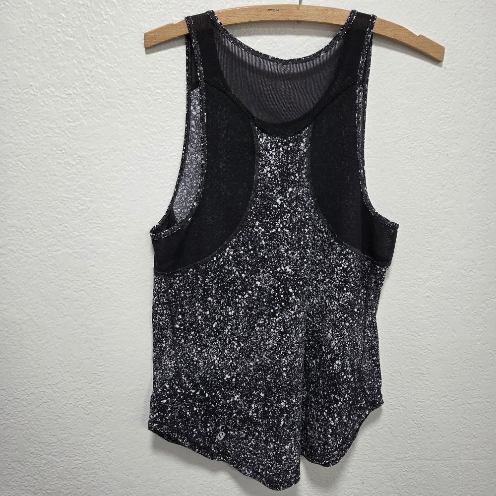 Lululemon Sculpt Tank Top Splatter White Black Mesh Athletic Workout Size 4 - Picture 2 of 14